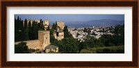 High angle view of palace with a city in the background, Alhambra, Granada, Andalusia, Spain Fine Art Print