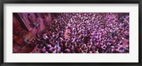 High angle view of people celebrating holi, Braj, Mathura, Uttar Pradesh, India Fine Art Print