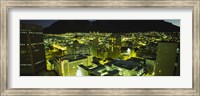 High angle view of a city lit up at night, Cape Town, South Africa Fine Art Print