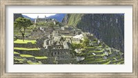 Buildings on a hill, Andes Mountains,Machu Pichu, Peru Fine Art Print