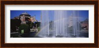 Water fountain with a rainbow in front of museum, Hagia Sophia, Istanbul, Turkey Fine Art Print
