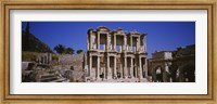 Tourists in front of the old ruins of a library, Library At Epheses, Ephesus, Turkey Fine Art Print