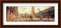 Flock of pigeons flying, St. Mark's Square, Venice, Italy Fine Art Print