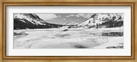 Lake and snowcapped mountains, Tioga Lake, Inyo National Forest, Eastern Sierra, California (black and white) Fine Art Print