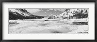 Lake and snowcapped mountains, Tioga Lake, Inyo National Forest, Eastern Sierra, California (black and white) Fine Art Print