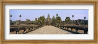 Path leading towards an old temple, Angkor Wat, Siem Reap, Cambodia Fine Art Print