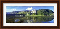 Reflection of a castle and a mountain in water, Eilean Donan Castle, Loch Duich, Scotland Fine Art Print