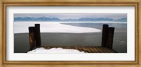 Frozen lake in front of snowcapped mountains, Chiemsee, Bavaria, Germany Fine Art Print