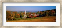 Church and a barn in a field, Peacham, Vermont, USA Fine Art Print