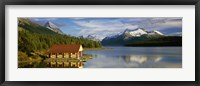 Boathouse at the lakeside, Maligne Lake, Jasper National Park, Alberta, Canada Fine Art Print