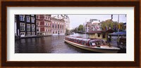 Tourboat in a channel, Amsterdam, Netherlands Fine Art Print