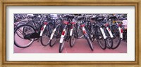 Bicycles parked in a parking lot, Amsterdam, Netherlands Fine Art Print