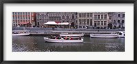 High angle view of tourboats in a river, Leie River, Graslei, Ghent, Belgium Fine Art Print