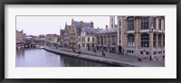 Buildings along the river, Leie River, Graslei, Ghent, Belgium Fine Art Print