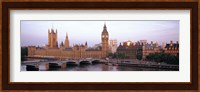 Arch bridge across a river, Westminster Bridge, Big Ben, Houses Of Parliament, Westminster, London, England Fine Art Print