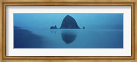 Reflection of rock in water, Haystack Rock, Cannon Beach, Clatsop County, Oregon, USA Fine Art Print