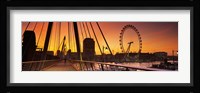 Bridge with ferris wheel, Golden Jubilee Bridge, Thames River, Millennium Wheel, City Of Westminster, London, England Fine Art Print
