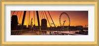 Bridge with ferris wheel, Golden Jubilee Bridge, Thames River, Millennium Wheel, City Of Westminster, London, England Fine Art Print