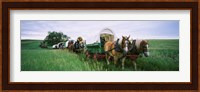 Historical reenactment, Covered wagons in a field, North Dakota, USA Fine Art Print