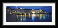 Buildings lit up at night, Geneva, Switzerland Fine Art Print