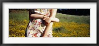 Mid section view of a girl hugging her mother in a field, Marin County, California, USA Fine Art Print