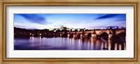 Arch bridge across a river with a cathedral, St. Vitus Cathedral, Hradcany Castle, Vltava river, Prague, Czech Republic Fine Art Print