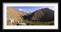 Ruins of a village with mountains in the background, Atlas Mountains, Marrakesh, Morocco Fine Art Print