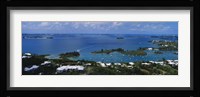 High angle view of buildings at the waterfront, Gibbs Hill Lighthouse, Bermuda Fine Art Print