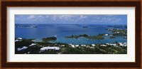 High angle view of buildings at the waterfront, Gibbs Hill Lighthouse, Bermuda Fine Art Print