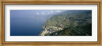 High angle view of a village at the coast, Riomaggiore, La Spezia, Liguria, Italy Fine Art Print