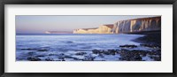 Chalk cliffs at seaside, Seven sisters, Birling Gap, East Sussex, England Fine Art Print