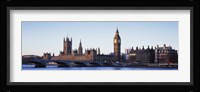 Bridge across a river, Big Ben, Houses of Parliament, Thames River, Westminster Bridge, London, England Fine Art Print