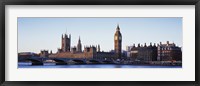 Bridge across a river, Big Ben, Houses of Parliament, Thames River, Westminster Bridge, London, England Fine Art Print