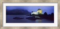 Castle lit up at dusk, Eilean Donan Castle, Loch Duich, Dornie, Highlands Region, Scotland Fine Art Print