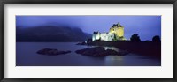 Castle lit up at dusk, Eilean Donan Castle, Loch Duich, Dornie, Highlands Region, Scotland Fine Art Print