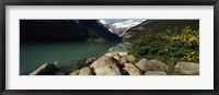 Stones at the lakeside, Lake Louise, Banff National Park, Alberta, Canada Fine Art Print