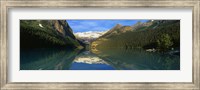 Reflection of mountains in water, Lake Louise, Banff National Park, Alberta, Canada Fine Art Print