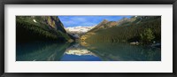 Reflection of mountains in water, Lake Louise, Banff National Park, Alberta, Canada Fine Art Print