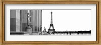 Statues at a palace with a tower in the background, Eiffel Tower, Place Du Trocadero, Paris, Ile-De-France, France Fine Art Print