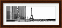 Statues at a palace with a tower in the background, Eiffel Tower, Place Du Trocadero, Paris, Ile-De-France, France Fine Art Print