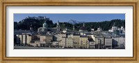 Buildings in a city with a fortress in the background, Hohensalzburg Fortress, Salzburg, Austria Fine Art Print