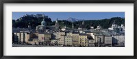 Buildings in a city with a fortress in the background, Hohensalzburg Fortress, Salzburg, Austria Fine Art Print