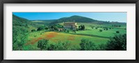 High angle view of a church on a field, Abbazia Di Sant'antimo, Montalcino, Tuscany, Italy Fine Art Print