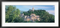 Buildings surrounded by trees, Montefortino, Province of Ascoli Piceno, Marches, Italy Fine Art Print