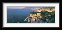 High angle view of a town at the coast, Sorrento, Naples, Campania, Italy Fine Art Print