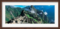 High angle view of ruins of ancient buildings, Inca Ruins, Machu Picchu, Peru Fine Art Print
