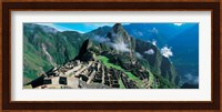 High angle view of ruins of ancient buildings, Inca Ruins, Machu Picchu, Peru Fine Art Print