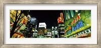 Low angle view of buildings lit up at night, Shinjuku Ward, Tokyo Prefecture, Kanto Region, Japan Fine Art Print