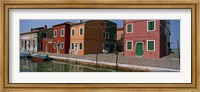 Houses along a canal, Burano, Venice, Veneto, Italy Fine Art Print