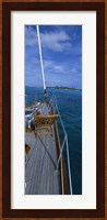 Chair on a boat deck, Exumas, Bahamas Fine Art Print